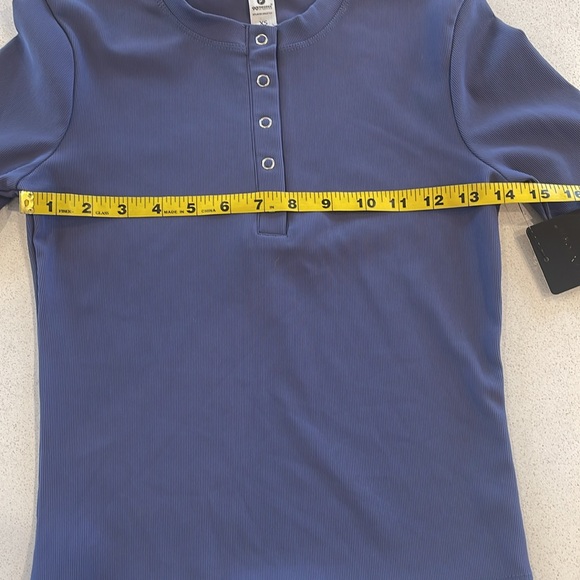 NWT 90 Degree By Reflex Womens Skylar Ribbed Henley & Ribbed Blue Long Sleeve XS - Picture 4 of 8